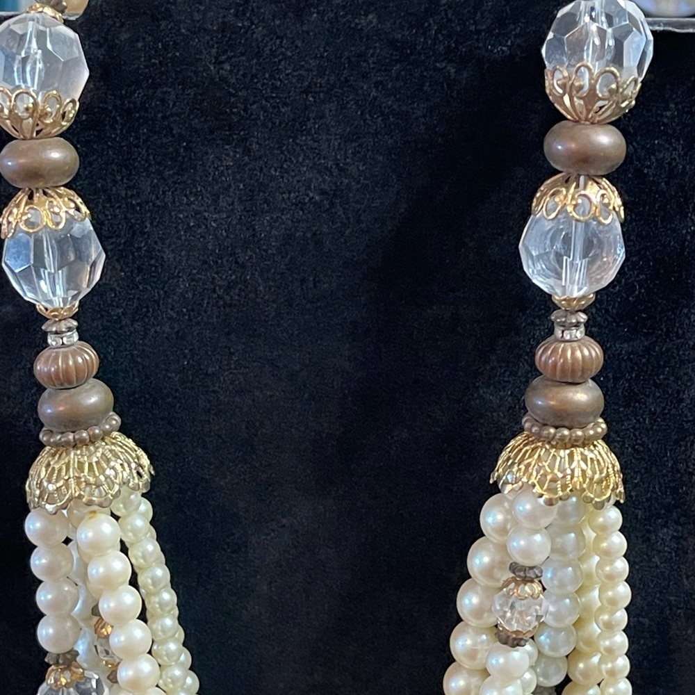 Vintage faux pearl multi strand necklace - Picture 2 of 2